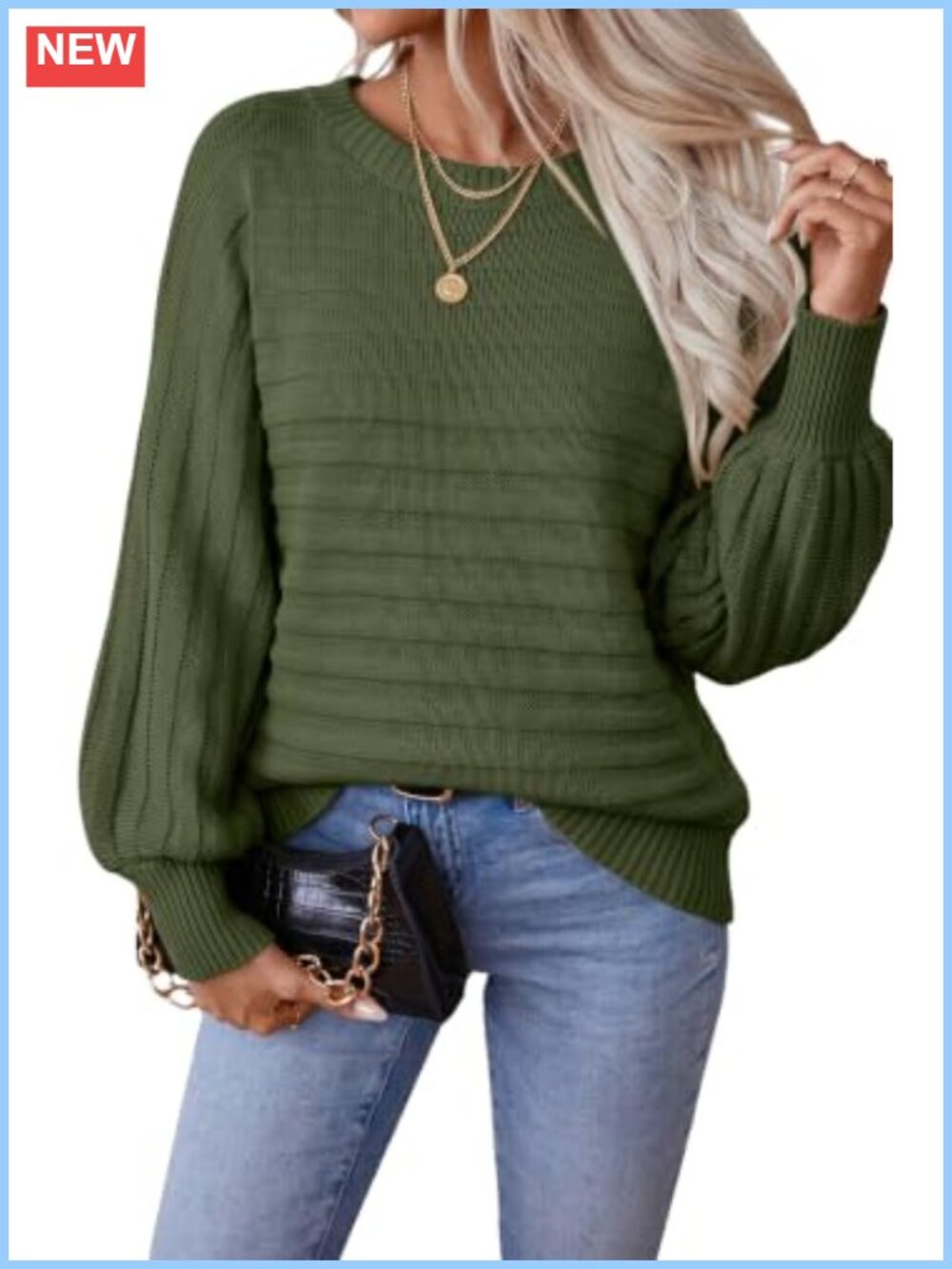 Textured Knit Boat Neck Batwing Sleeve Loose Fit Pullover Sweater